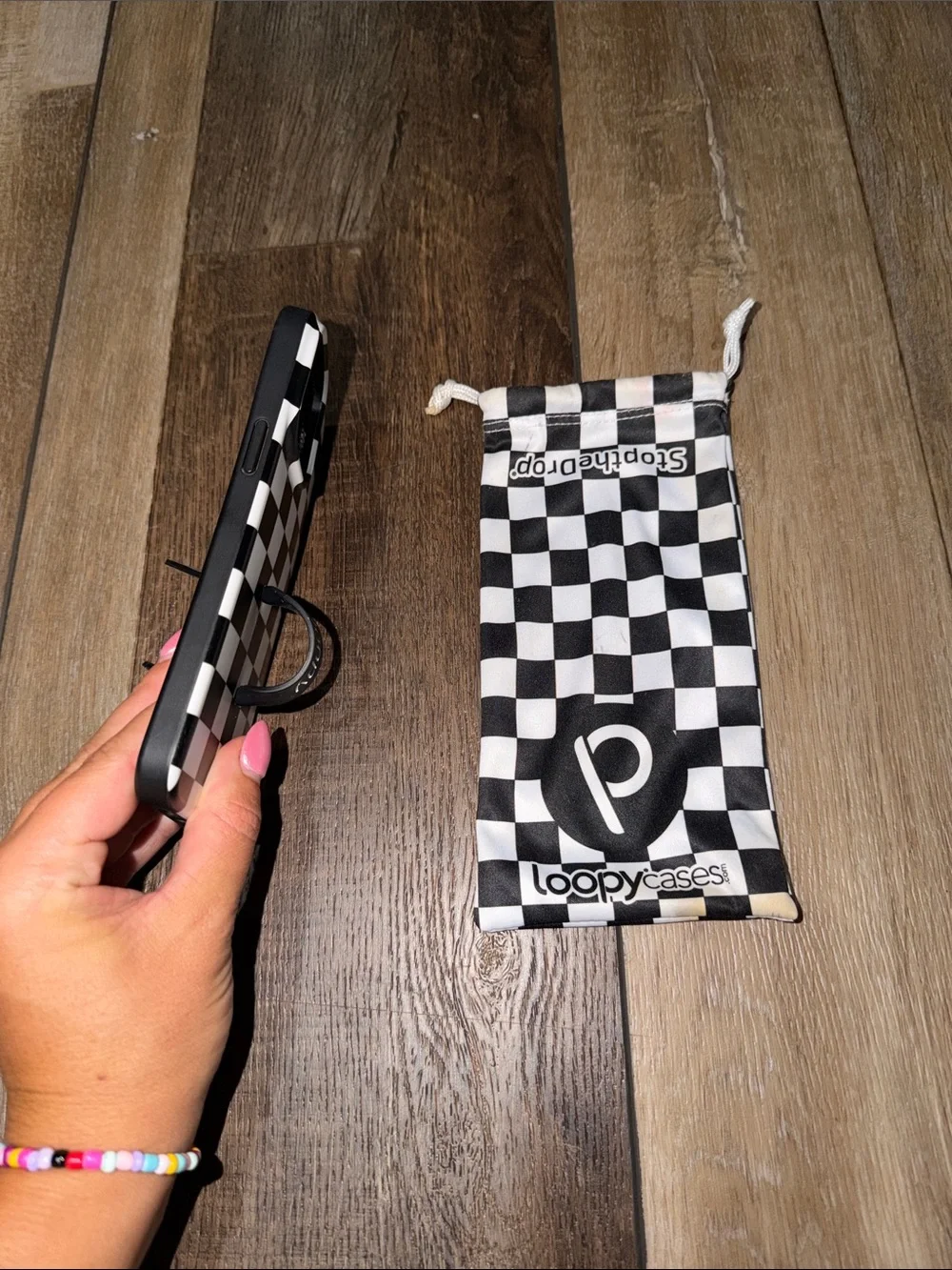 Loopy Case Black & White Checkered with Integrated Loop Grip iPhone 14 Pro Max